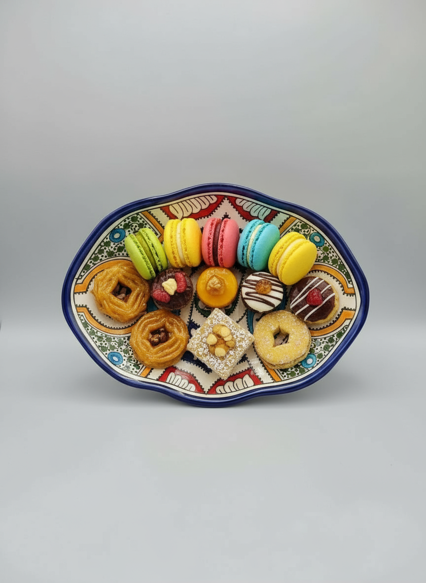 Assiette ovale multicolore grand format