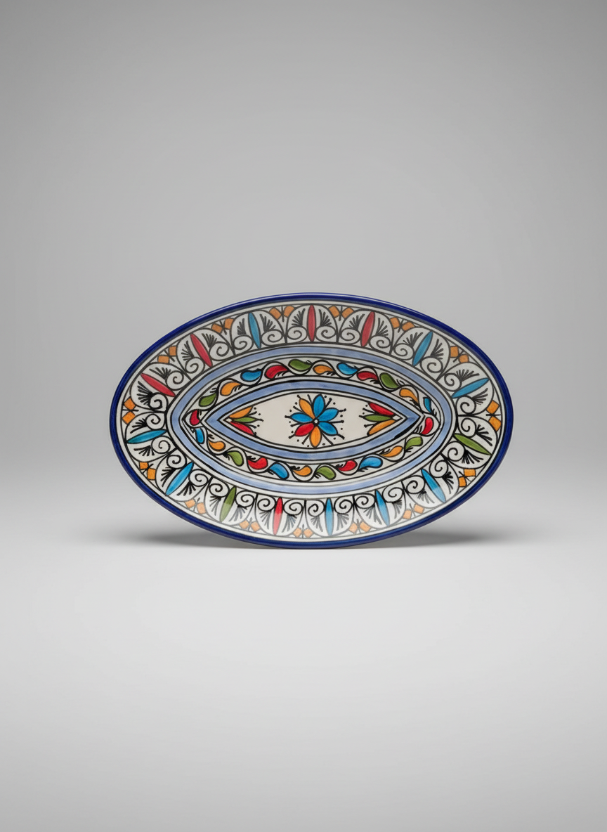 Assiette en céramique artisanale marocaine – Vaisselle fait main décorative
