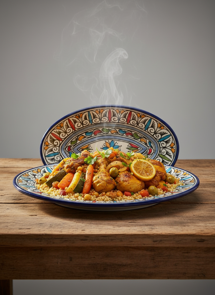 Assiette en céramique artisanale marocaine – Vaisselle fait main décorative