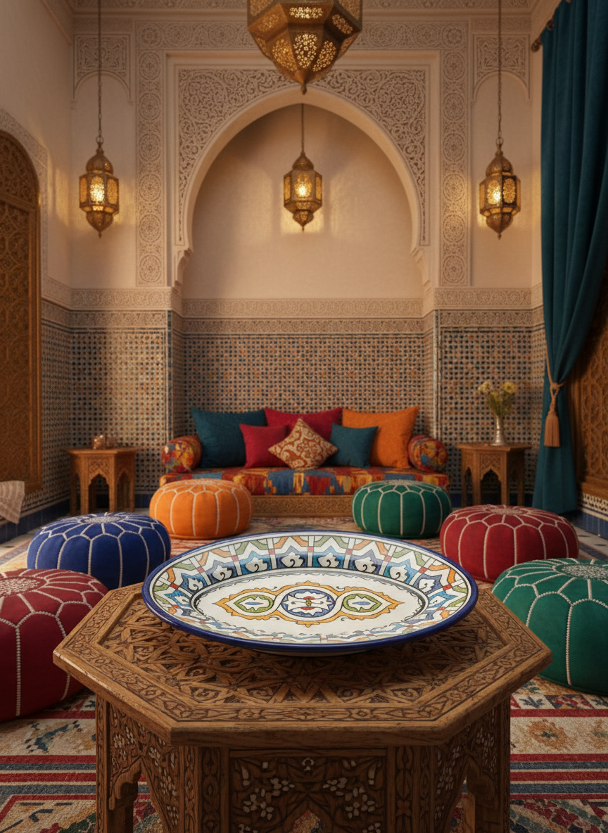 Assiette en céramique artisanale marocaine – Vaisselle fait main décorative