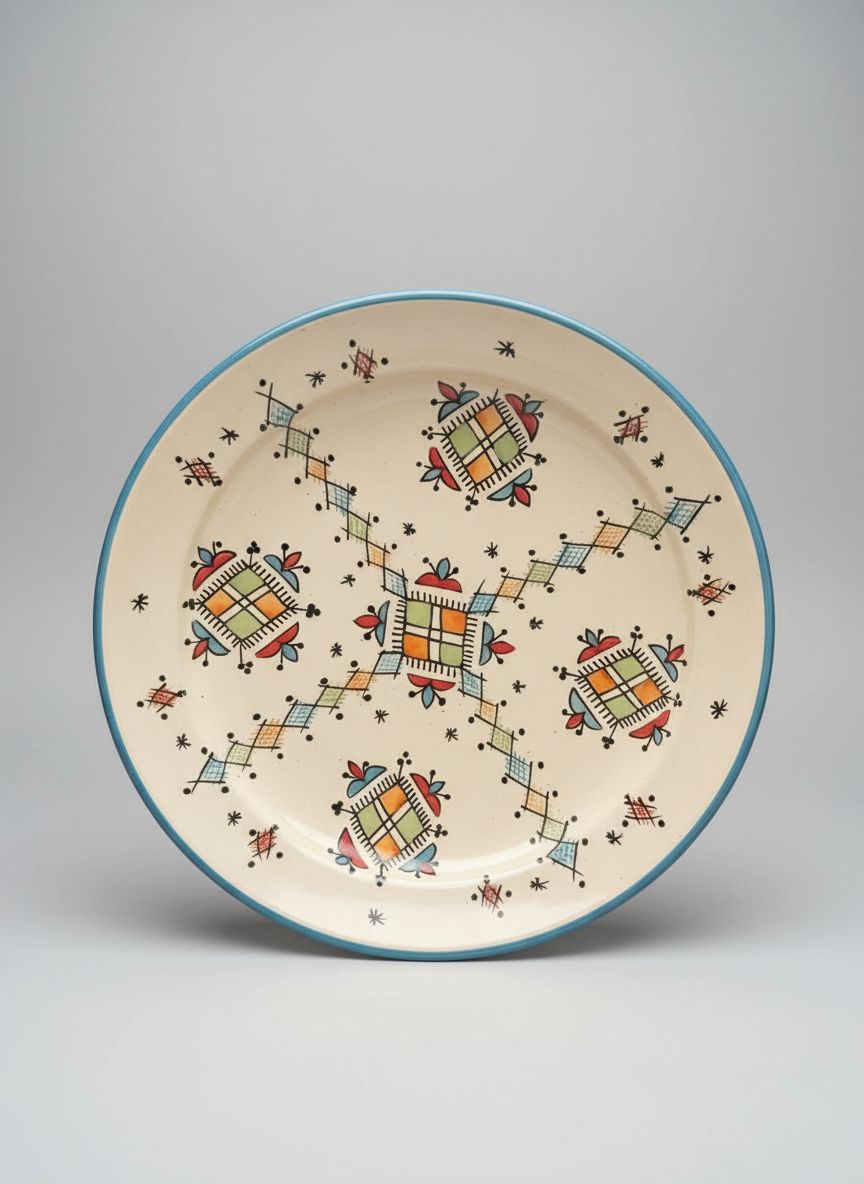Assiette en céramique artisanale marocaine – Vaisselle fait main décorative