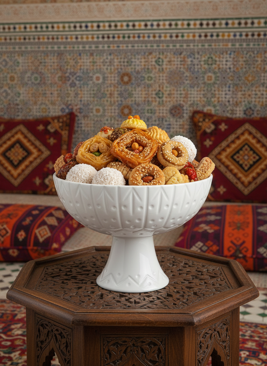 Bol sur pied en céramique artisanale marocaine – Fait main et décoratif