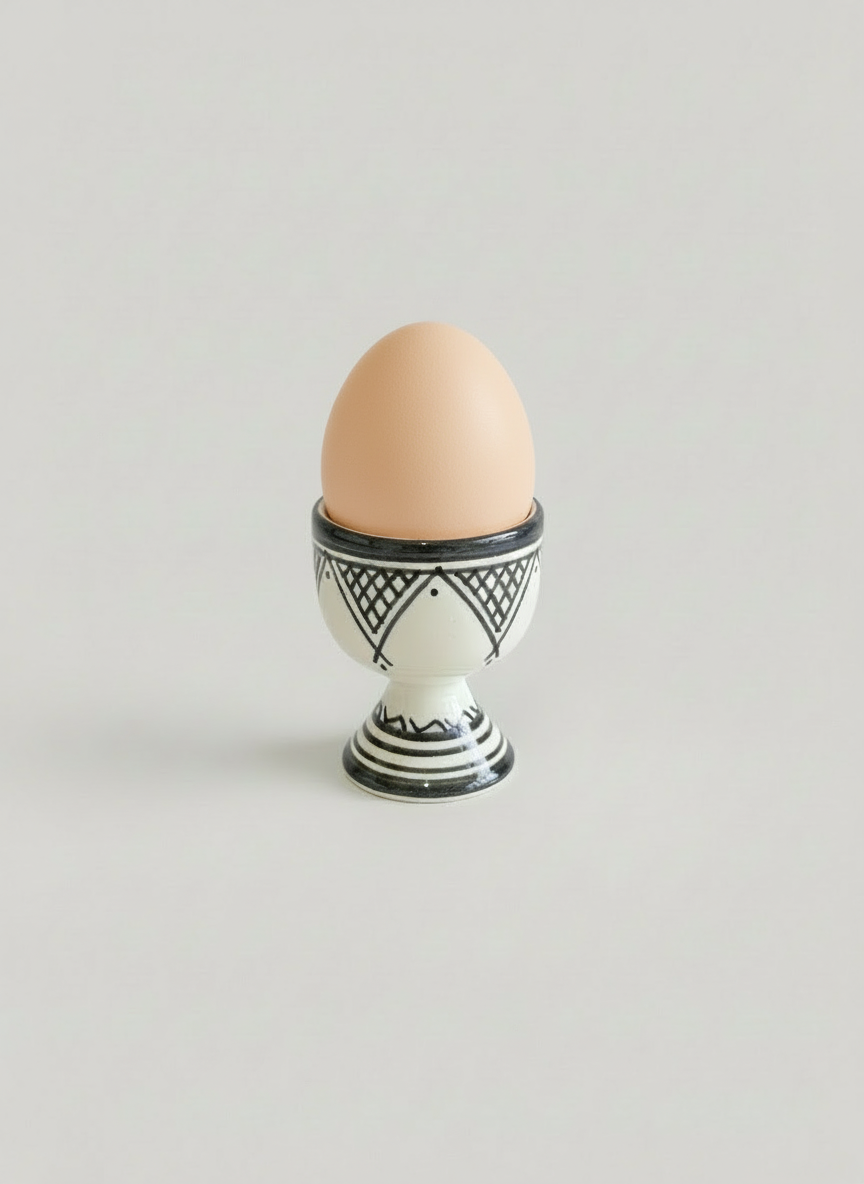 Coquetier en céramique artisanale marocaine – Fait main, design unique