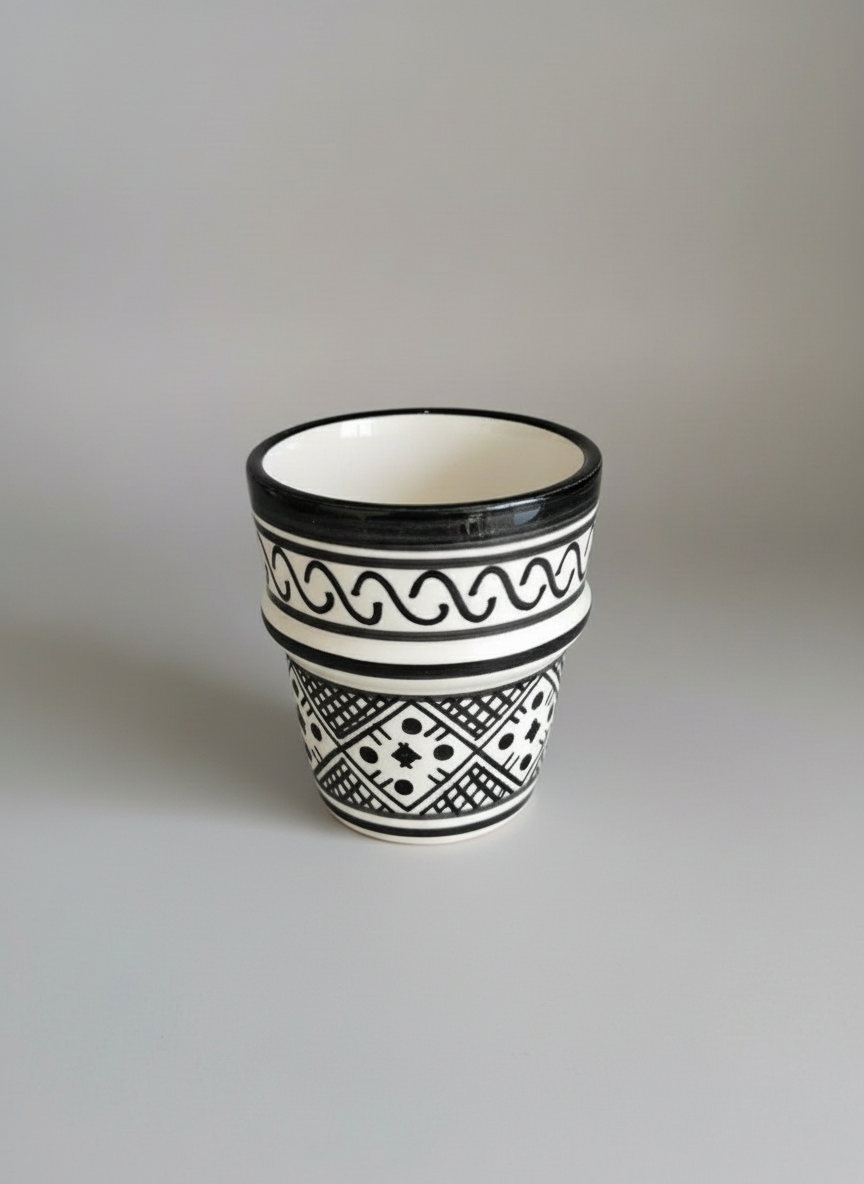 Mug en céramique artisanale marocaine – Fait main, design traditionnel