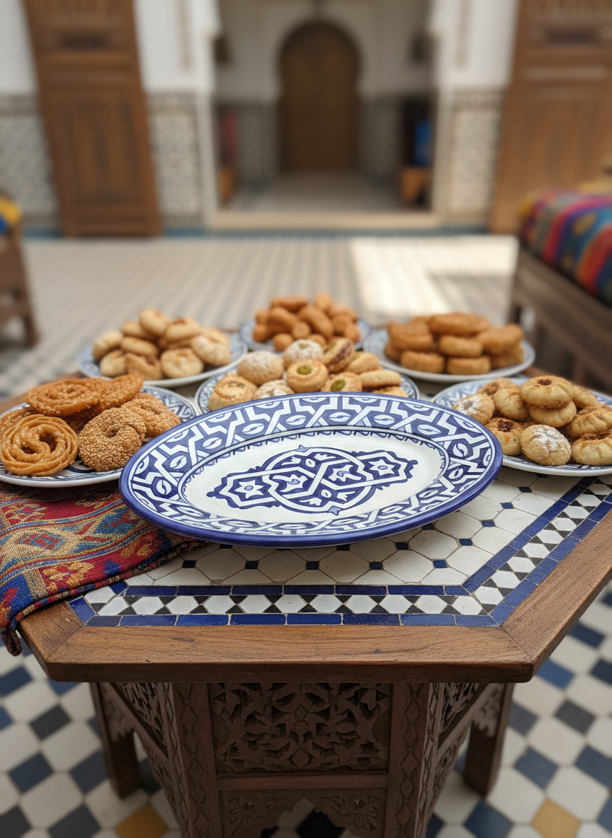 Assiette ovale moyenne "bleu de Fès "