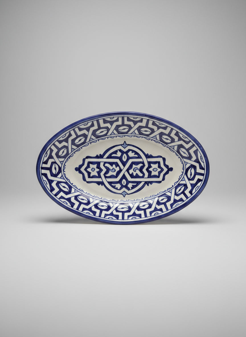 Assiette ovale moyenne "bleu de Fès "