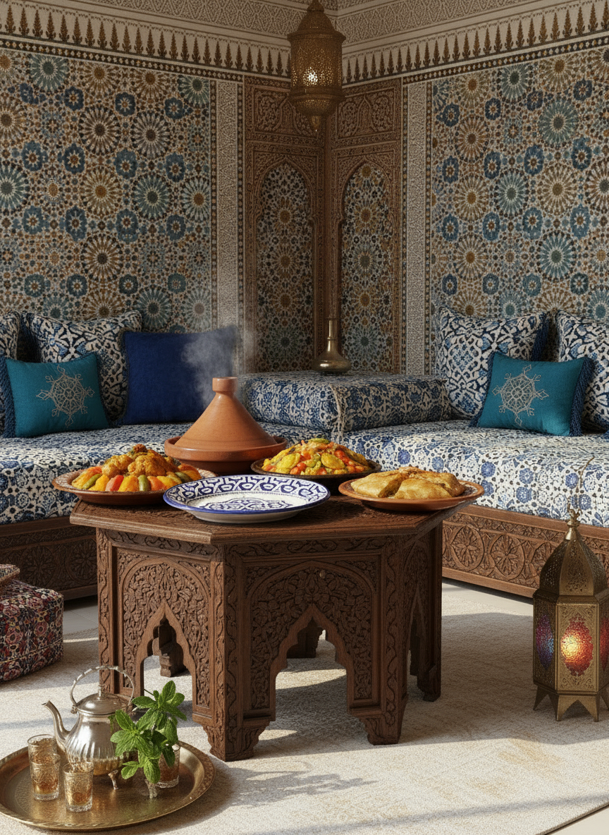 Assiette ovale moyenne "bleu de Fès "